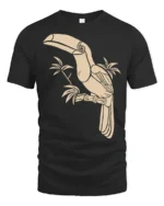 Tropical Toucan Bird Graphic Tee Minimal Jungle Nature Tshirt - black t-shirt on white background