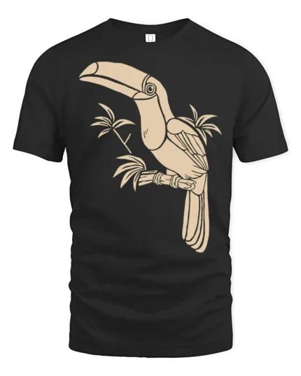 Tropical Toucan Bird Graphic Tee Minimal Jungle Nature Tshirt - black t-shirt on white background