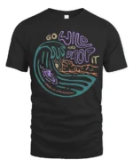 Go Wild And Drop It Surf Graphic Tee Retro Ocean Wave Tshirt - black t-shirt on white background