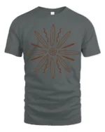 Tribal Sun Symbol Graphic Tee Spiritual Energy Vintage Style - gray t-shirt on white background