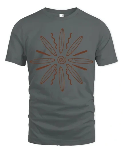 Tribal Sun Symbol Graphic Tee Spiritual Energy Vintage Style - gray t-shirt on white background