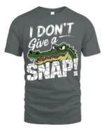 Funny I Dont Give A Snap Crocodile Graphic Humor Tshirt Tee - gray t-shirt on white background