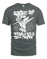 Simple Life Tropical Hummingbird Graphic Tee Freedom Vibes - gray t-shirt on white background