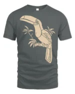 Tropical Toucan Bird Graphic Tee Minimal Jungle Nature Tshirt - gray t-shirt on white background