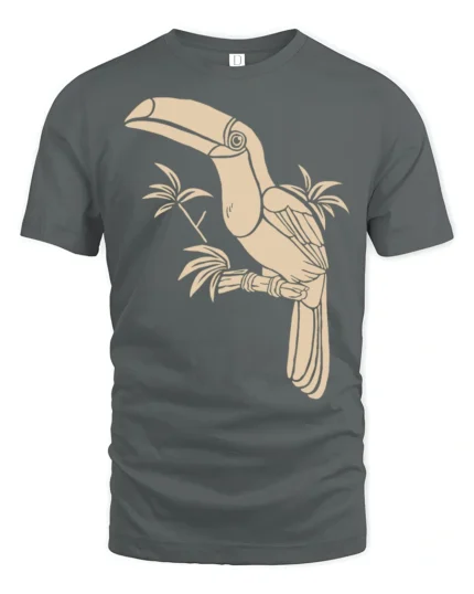 Tropical Toucan Bird Graphic Tee Minimal Jungle Nature Tshirt - gray t-shirt on white background