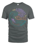 Go Wild And Drop It Surf Graphic Tee Retro Ocean Wave Tshirt - gray t-shirt on white background