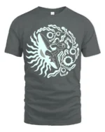 Retro Surfer Sun Graphic Tee Ocean Wave Vintage Style Tshirt - gray t-shirt on white background