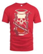 Times Running Out Skull Hourglass Graphic Tee Gothic Tshirt - red t-shirt on white background