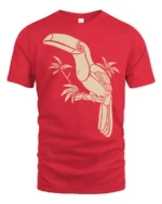 Tropical Toucan Bird Graphic Tee Minimal Jungle Nature Tshirt - red t-shirt on white background