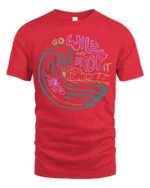 Go Wild And Drop It Surf Graphic Tee Retro Ocean Wave Tshirt - red t-shirt on white background