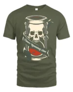 Times Running Out Skull Hourglass Graphic Tee Gothic Tshirt - military green t-shirt on white background
