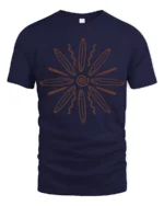 Tribal Sun Symbol Graphic Tee Spiritual Energy Vintage Style - navy t-shirt on white background