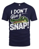 Funny I Dont Give A Snap Crocodile Graphic Humor Tshirt Tee - navy t-shirt on white background