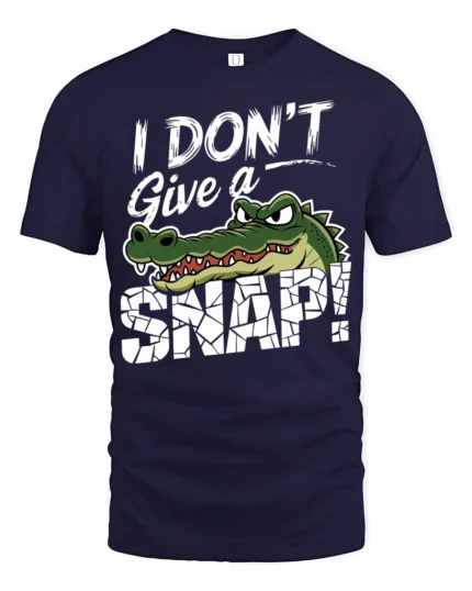 Funny I Dont Give A Snap Crocodile Graphic Humor Tshirt Tee - navy t-shirt on white background