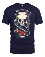 Times Running Out Skull Hourglass Graphic Tee Gothic Tshirt - navy t-shirt on white background