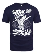 Simple Life Tropical Hummingbird Graphic Tee Freedom Vibes - navy t-shirt on white background