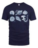 Cute Ocean Creatures Graphic Tee Minimal Marine Life Tshirt - navy t-shirt on white background