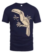 Tropical Toucan Bird Graphic Tee Minimal Jungle Nature Tshirt - navy t-shirt on white background