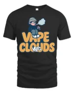 Vape Clouds Chill Cartoon Vaping Humor Graphic Tshirt - black t-shirt on white background