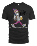 Its Beer Oclock Cool Skeleton Drinking Graphic Tshirt - black t-shirt on white background