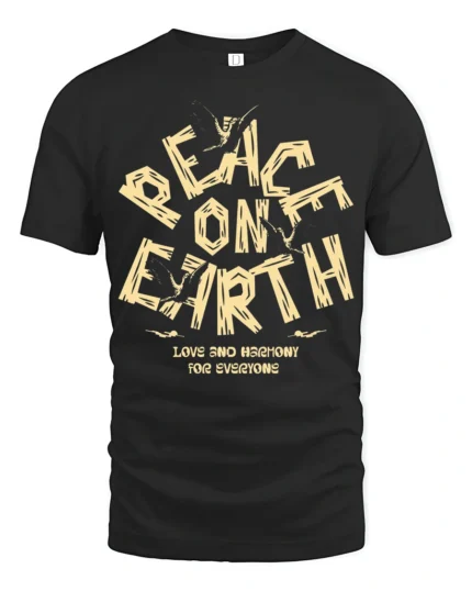 Peace On Earth Dove Graphic Tee Vintage Love Harmony Tshirt - black t-shirt on white background