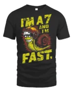 Im A7 And Im Fast Snail Graphic Tee Funny Speed Humor Tshirt - black t-shirt on white background