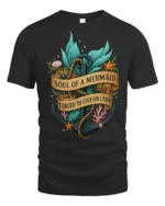 Soul Of A Mermaid Forced To Live On Land Graphic Tee - black t-shirt on white background
