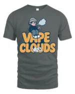 Vape Clouds Chill Cartoon Vaping Humor Graphic Tshirt - gray t-shirt on white background