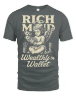 Rich Mind Wealthy Wallet Angel Money Vintage Graphic Tee - gray t-shirt on white background