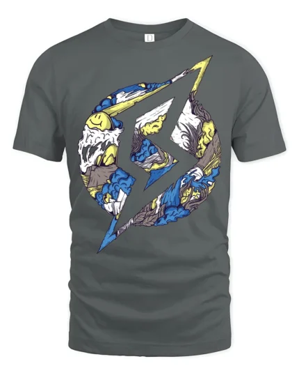 Abstract Lightning Wave Graphic Street Art Style Te - gray t-shirt on white background