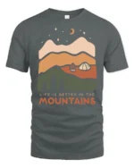Life Is Better In The Mountains Vintage Nature Graphic Tee - gray t-shirt on white background