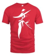 Mysterious Shadow Spy Silhouette Graphic Tee Minimal Tshirt - red t-shirt on white background