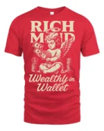 Rich Mind Wealthy Wallet Angel Money Vintage Graphic Tee - red t-shirt on white background