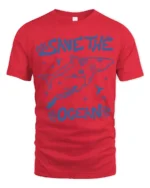 Save The Ocean Whale Diver Conservation Graphic Tee - red t-shirt on white background