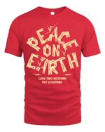 Peace On Earth Dove Graphic Tee Vintage Love Harmony Tshirt - red t-shirt on white background