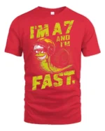 Im A7 And Im Fast Snail Graphic Tee Funny Speed Humor Tshirt - red t-shirt on white background