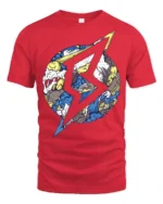 Abstract Lightning Wave Graphic Street Art Style Te - red t-shirt on white background