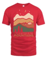 Life Is Better In The Mountains Vintage Nature Graphic Tee - red t-shirt on white background