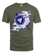 Not Likely Magic Eight Ball Graphic Tee Cosmic Humor Tshirt - military green t-shirt on white background