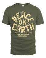 Peace On Earth Dove Graphic Tee Vintage Love Harmony Tshirt - military green t-shirt on white background