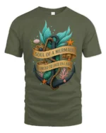 Soul Of A Mermaid Forced To Live On Land Graphic Tee - military green t-shirt on white background