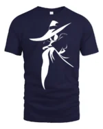 Mysterious Shadow Spy Silhouette Graphic Tee Minimal Tshirt - navy t-shirt on white background