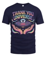 Thank You Universe Cosmic Eye Spiritual Vibes Graphic Tee - navy t-shirt on white background