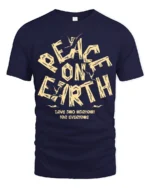 Peace On Earth Dove Graphic Tee Vintage Love Harmony Tshirt - navy t-shirt on white background