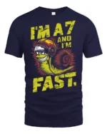 Im A7 And Im Fast Snail Graphic Tee Funny Speed Humor Tshirt - navy t-shirt on white background