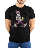 Its Beer Oclock Cool Skeleton Drinking Graphic Tshirt - model wearing black tee with hands behind back