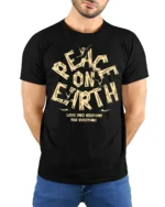 Peace On Earth Dove Graphic Tee Vintage Love Harmony Tshirt - model wearing black tee with hands behind back