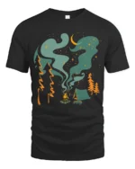 Campfire Night Sky Adventure Tee Cozy Outdoor Camping Vibes Tshirt - black t-shirt on white background