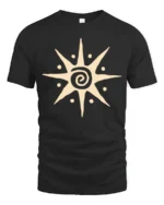 Minimalist Spiral Sun Symbol Graphic Tee Boho Aesthetic Vibe Tshirt - black t-shirt on white background