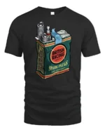 Vintage British Racing Spark Plugs Garage Style Graphic Tee Retro Tshirt - black t-shirt on white background